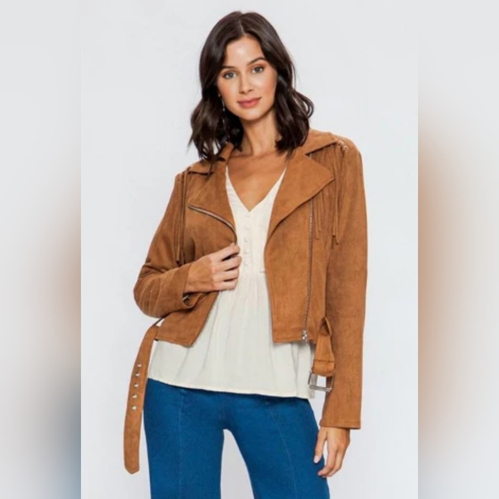 Flying Tomato Riley Suede fringe jacket